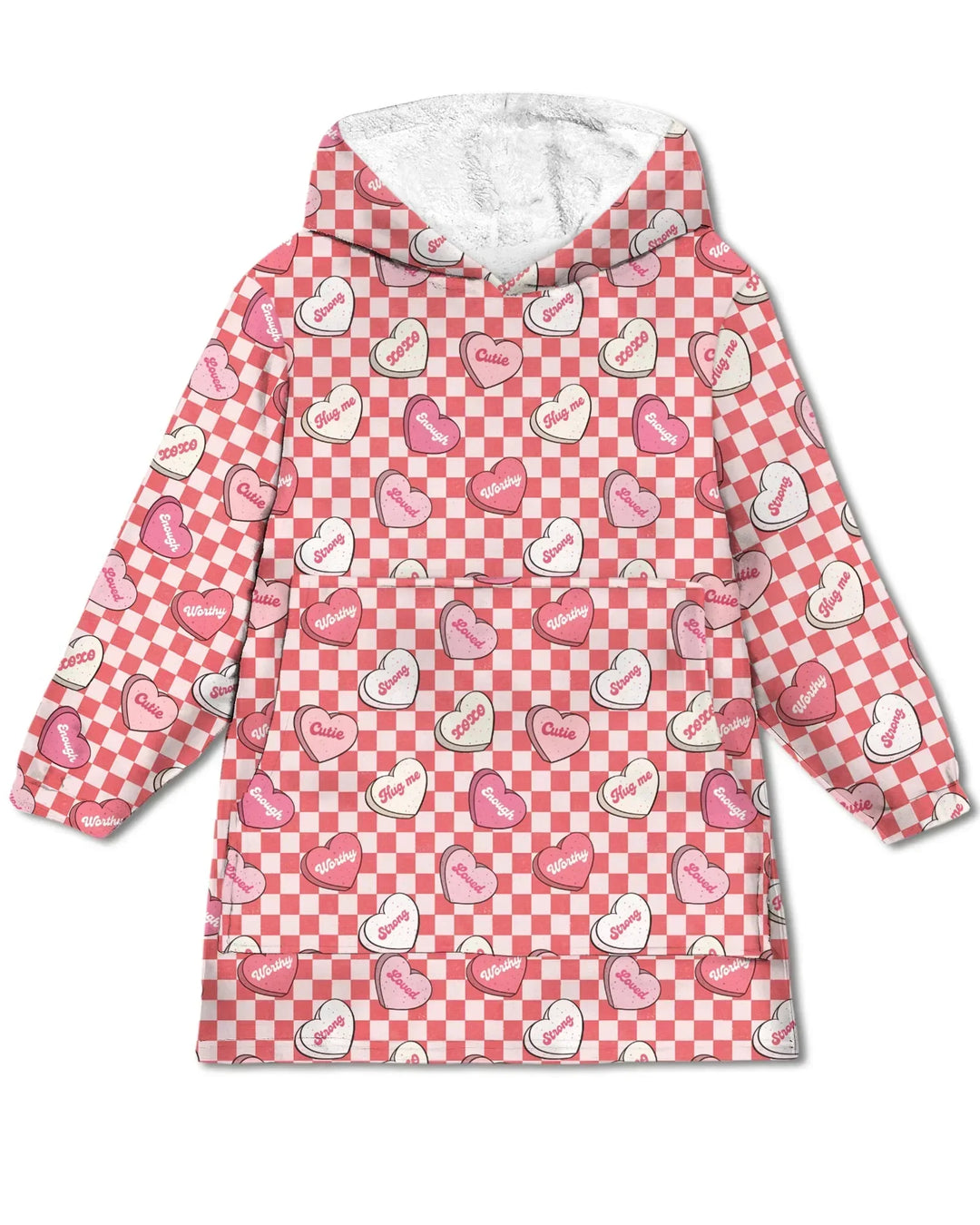 Valentins-Kapuzenpullover aus Bambusdecke mit Herzmuster