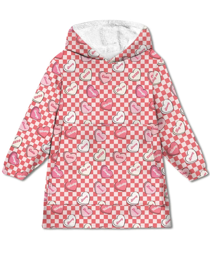 Valentins-Kapuzenpullover aus Bambusdecke mit Herzmuster