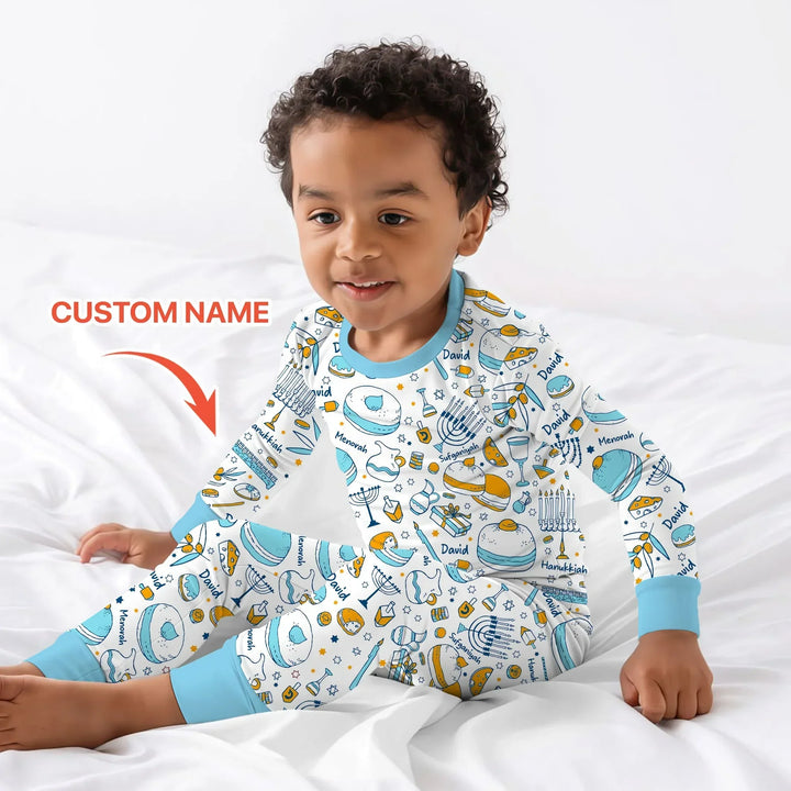 Zweiteiliges Langarm-Pyjama-Set mit Sommerfrüchten