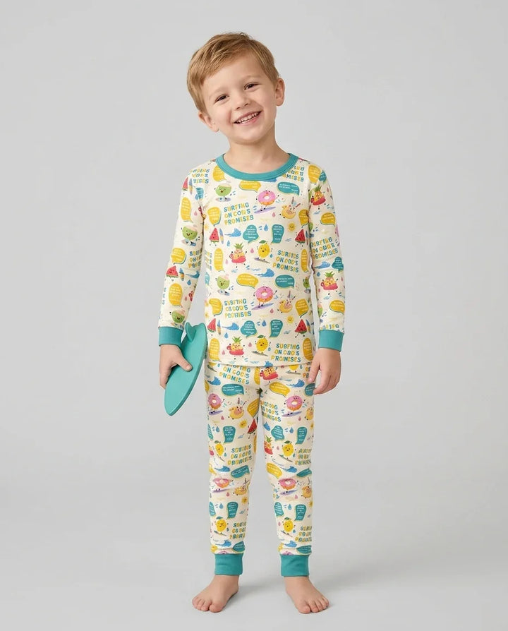 Zweiteiliges Langarm-Pyjama-Set mit Sommerfrüchten
