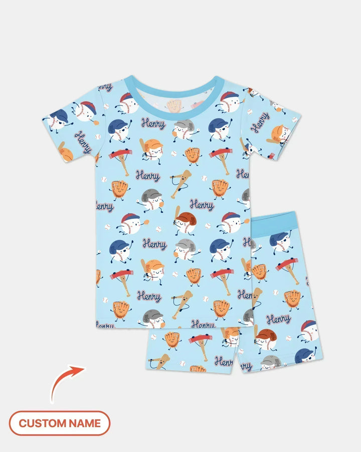 Zweiteiliges Pyjama-Set mit kurzen Ärmeln und Shorts im Sommer-Design