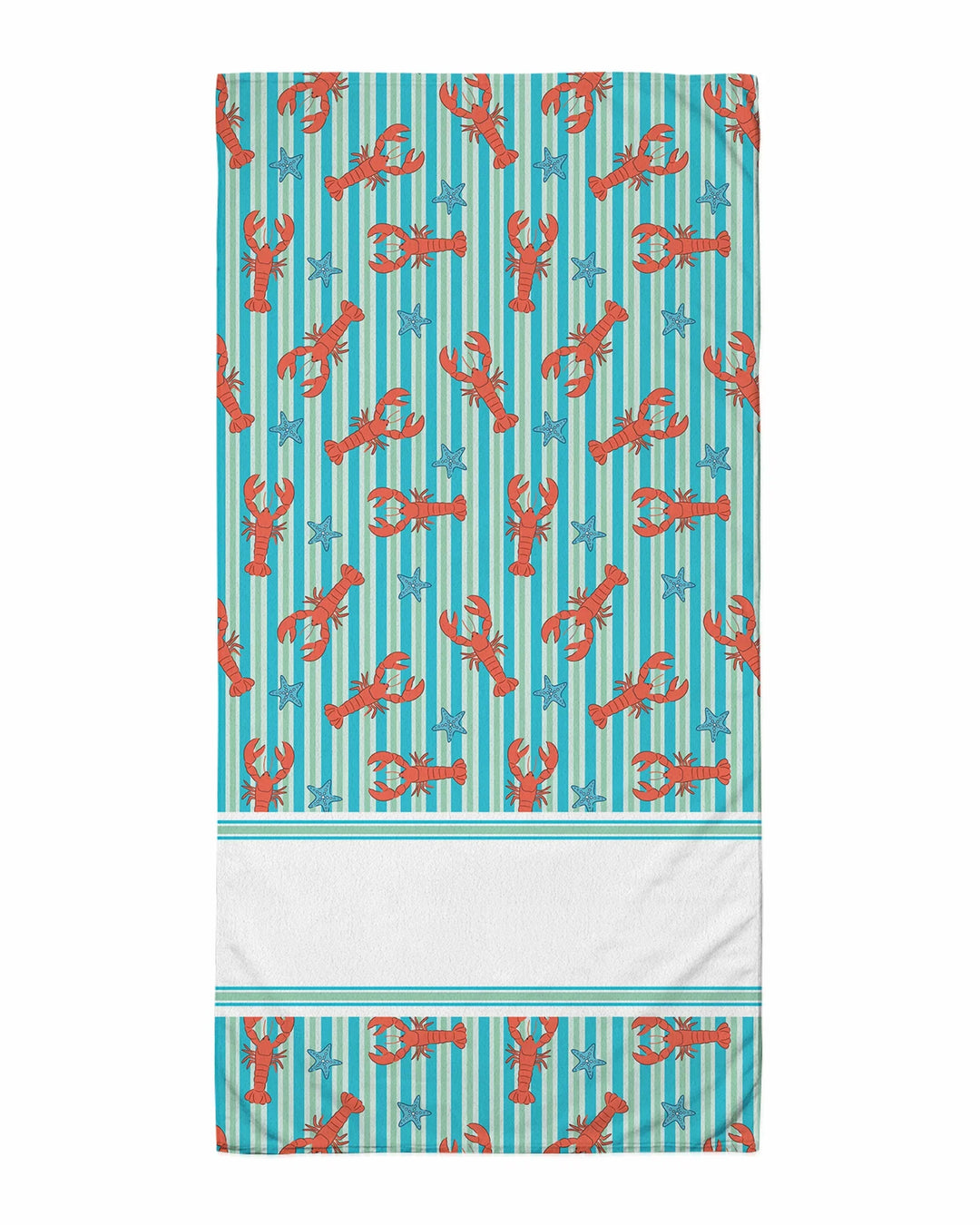 Coastal Lobster Stripe Bamboo Beach Towel