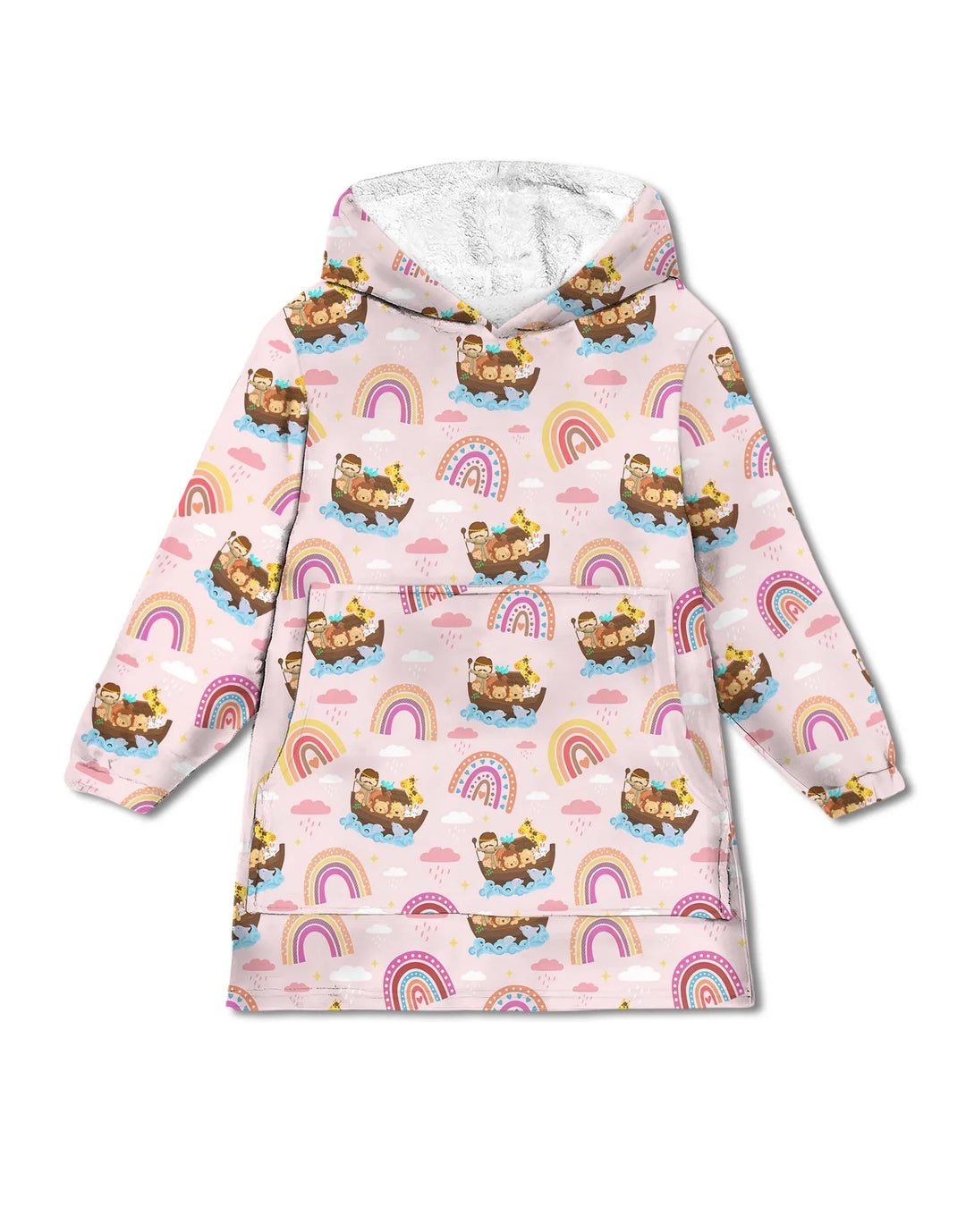 Arche Noah & Gottes Regenbogenversprechen Tragbarer Hoodie aus Bambus-Decke