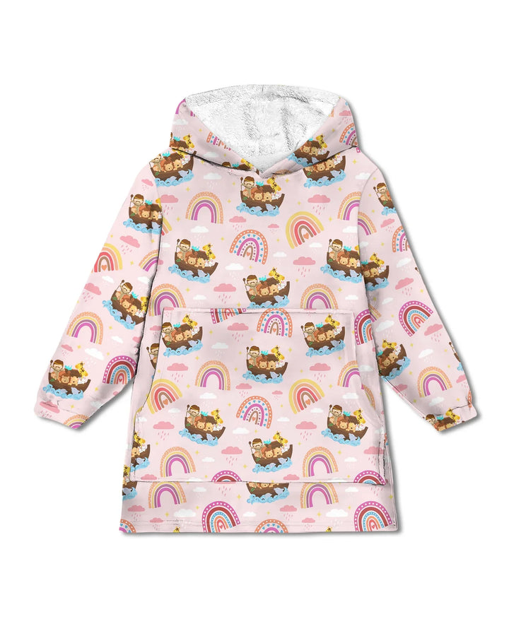 Arche Noah & Gottes Regenbogenversprechen Tragbarer Hoodie aus Bambus-Decke