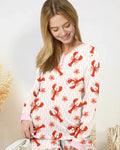Damen-Pyjama-Set aus Bambus mit Flusskrebs-Motiv