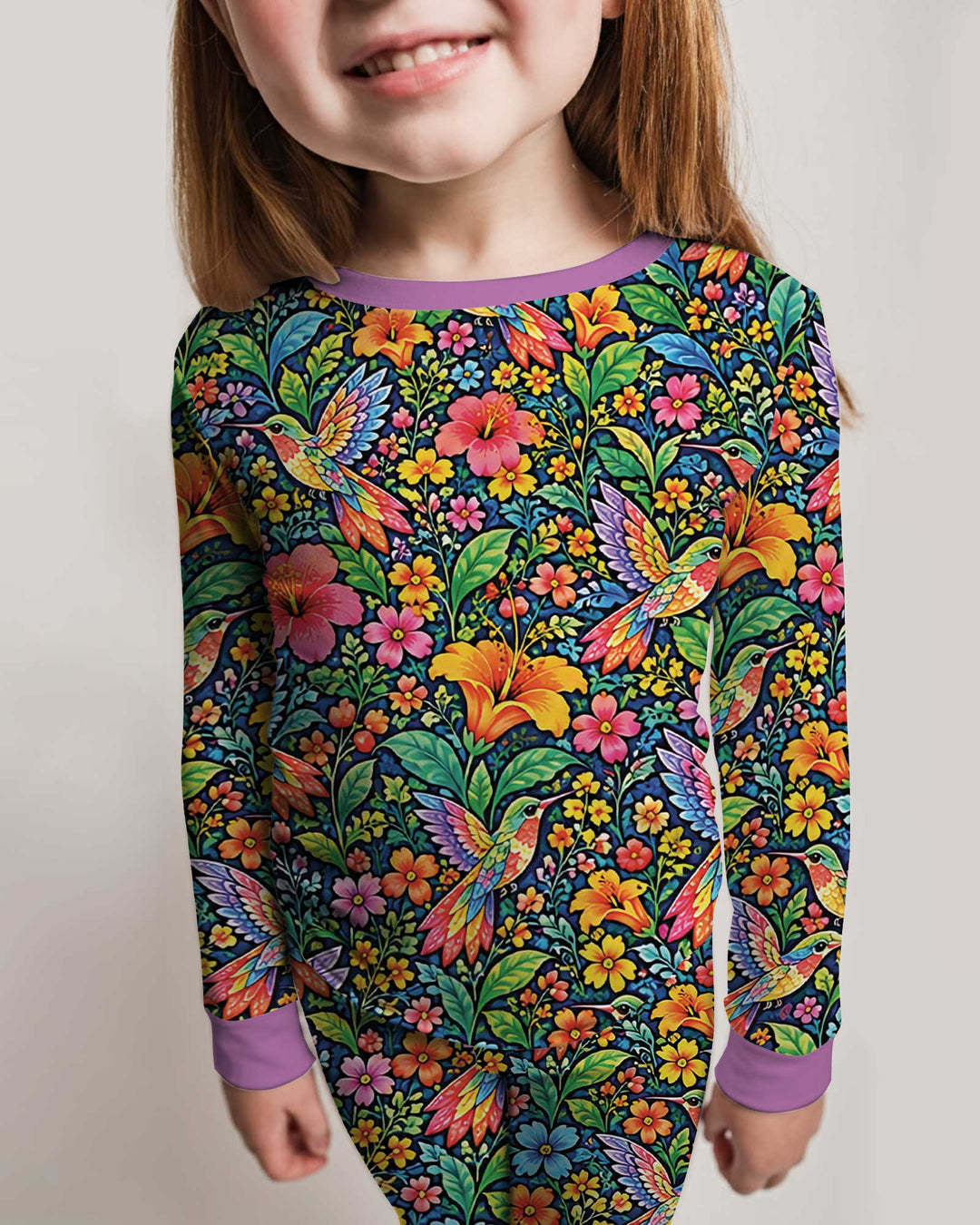 Hummingbird Paradise Bamboo Two Piece Long Sleeve Pajama Set