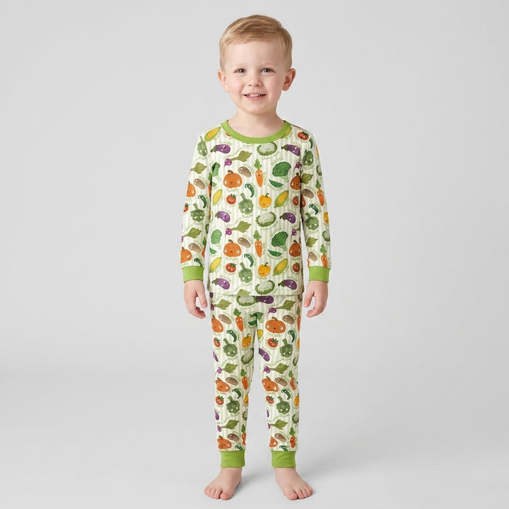 Zweiteiliges Langarm-Pyjama-Set mit Sommerfrüchten