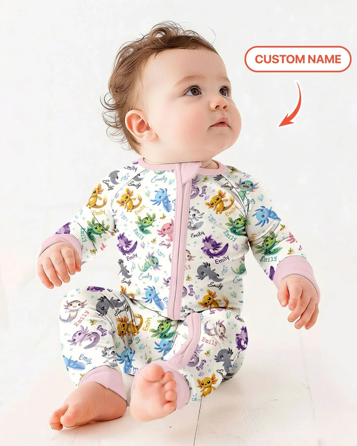 I Love You Axolotl Custom Name Bamboo Convertible Zippy