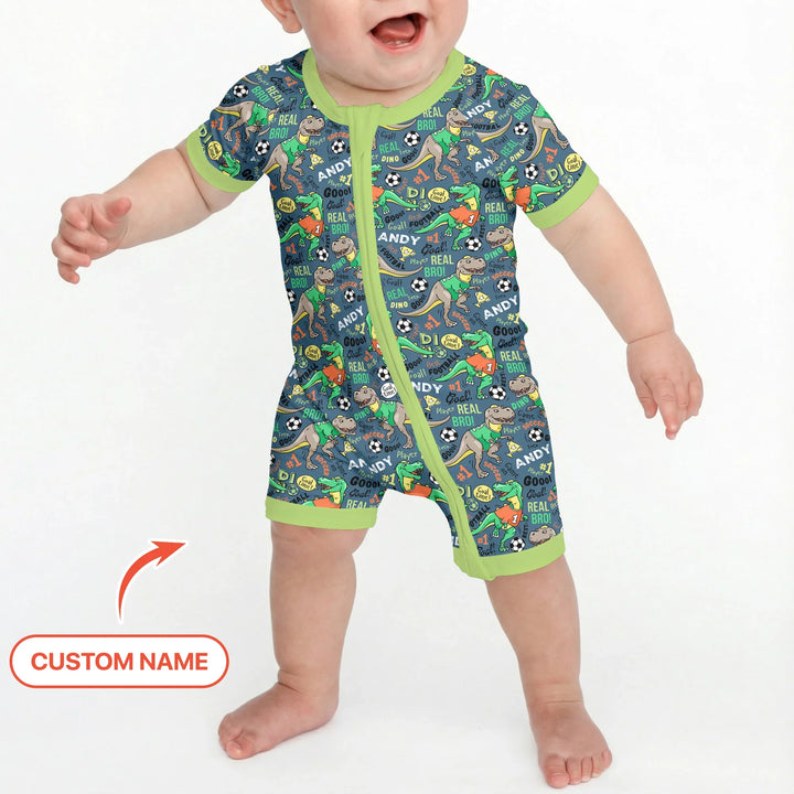 Custom Name Dino Soccer Bamboo Shorty Zippy