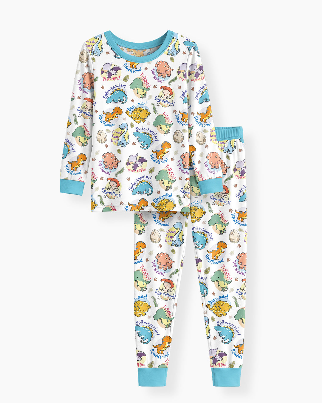 Cute Dinosaur Pun Bamboo Two Piece Long Sleeve Pajama Set