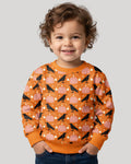 Ravens in a Pumpkin Patch - Orange Pink Bamboo Crewneck Sweatshirt