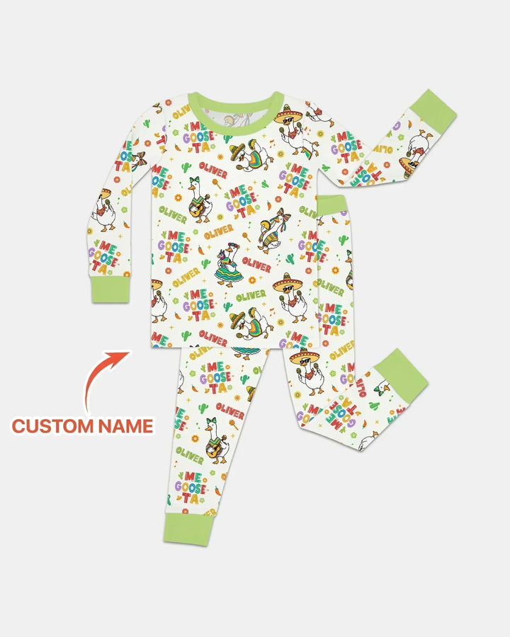 Custom name Me Goose-ta Bamboo Two Piece Long Sleeve Pajama Set