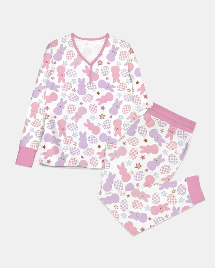 Oster-Peep-Hasen-Bambus-Damen-Pyjama-Set