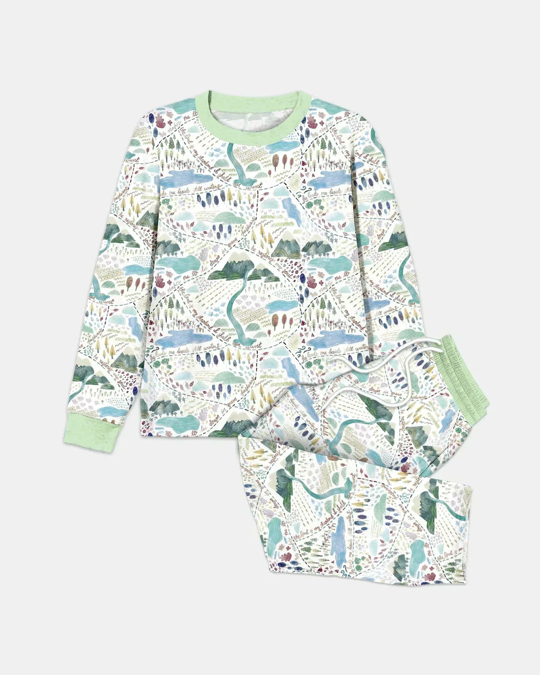 Whimsical Psalms 23 Map Bamboo Men's Pajama Set