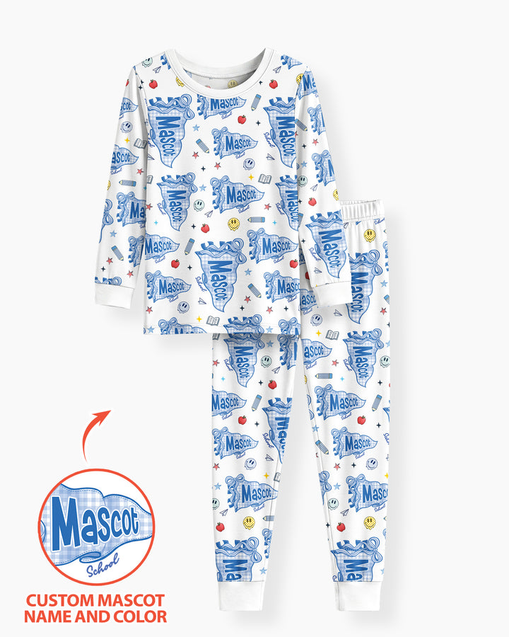 Custom Mascot School Name Bamboo Two Piece Long Sleeve Pajama Set