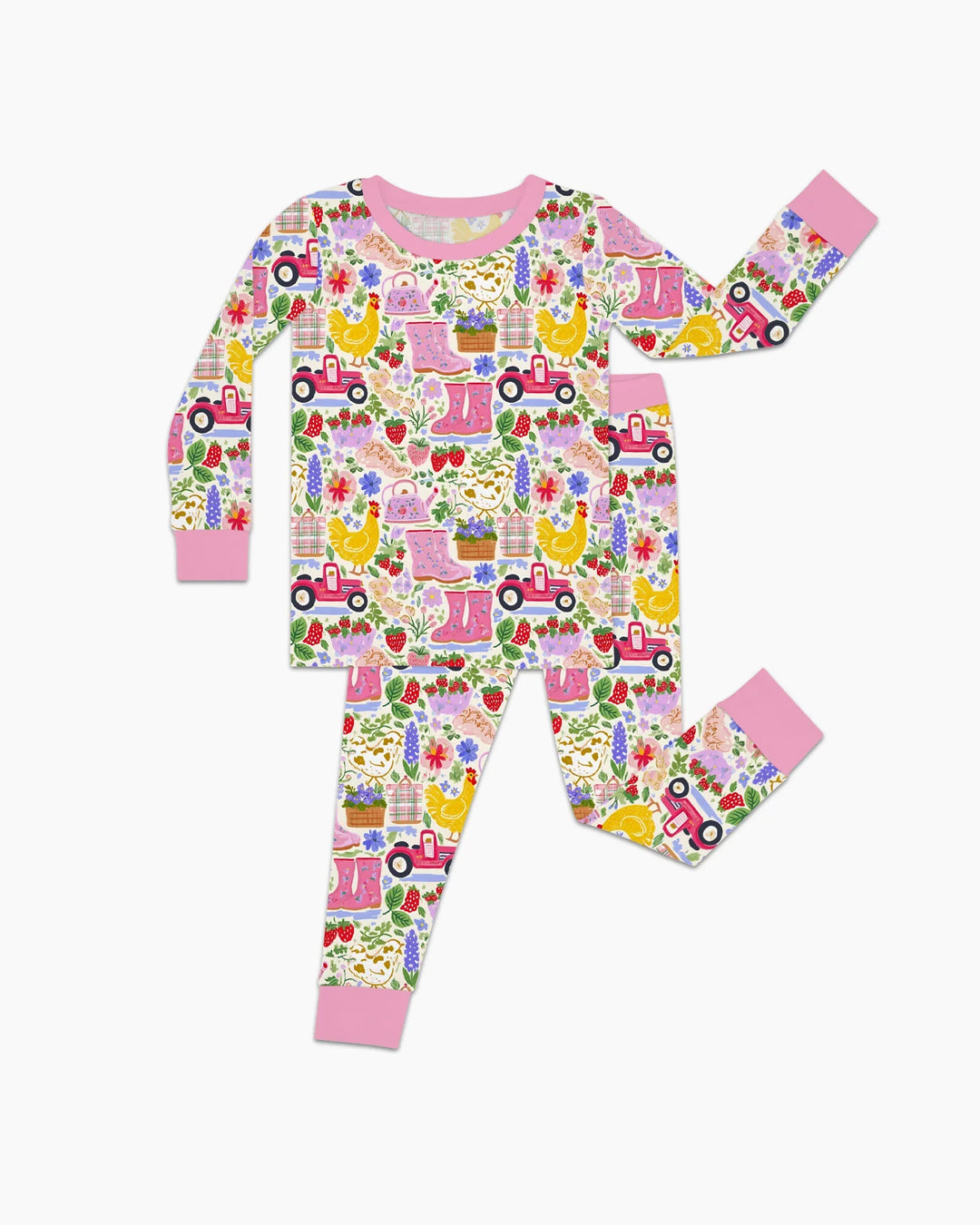 Zweiteiliges Langarm-Pyjama-Set mit Sommerfrüchten