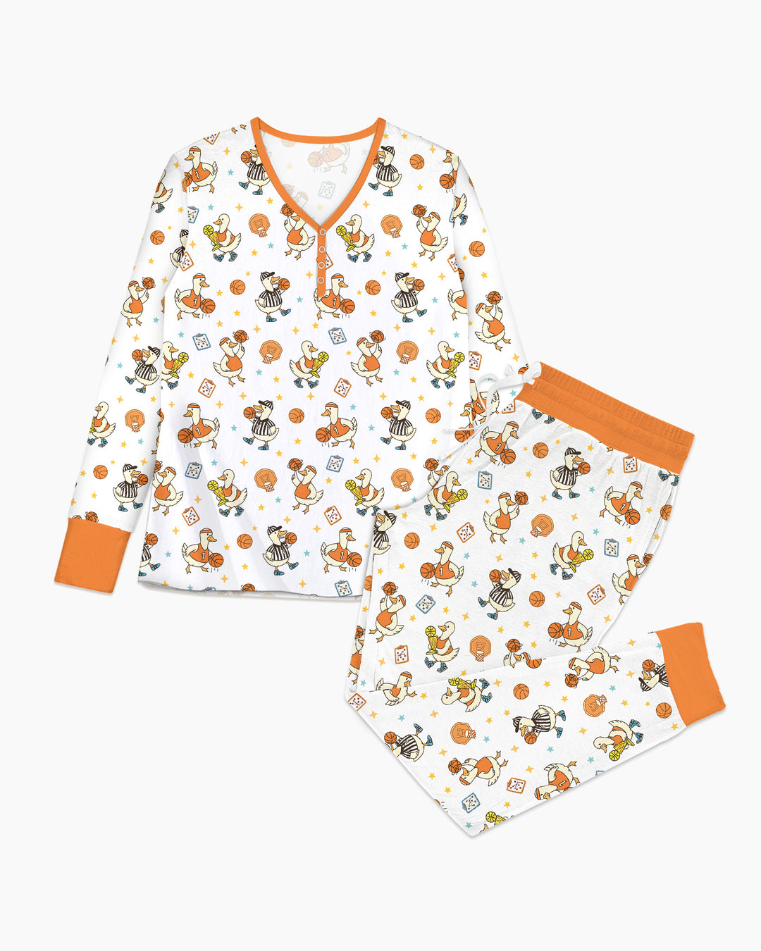Silly Goose Playing Basketball Bamboo Women Pajama Set