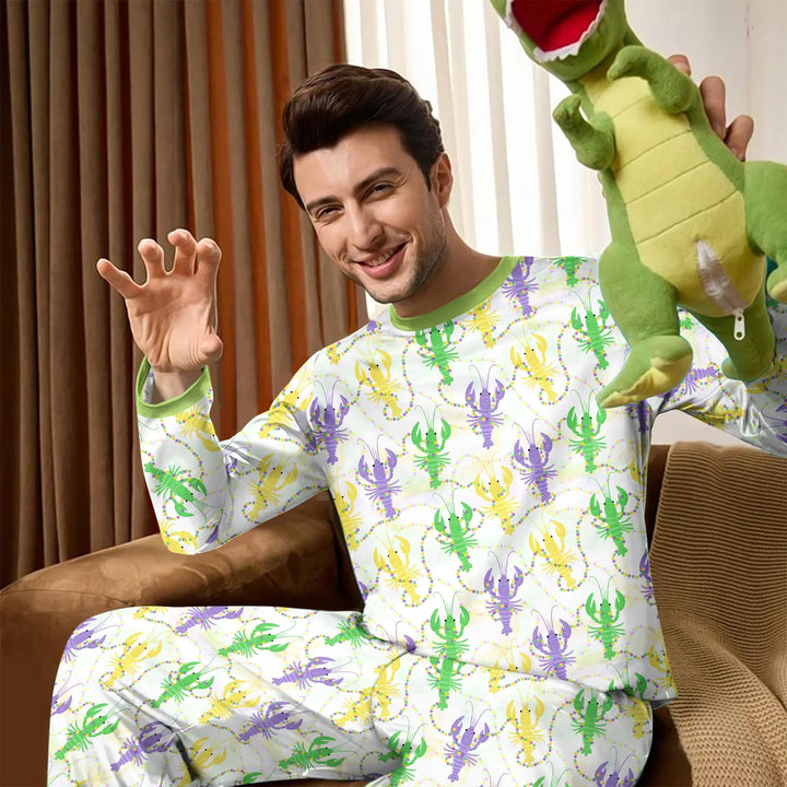 Mardi Gras Crawfish Family Matching Bamboo Men's Pajama Set