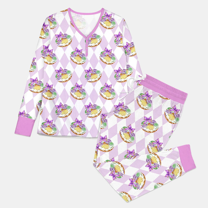 Mardi Gras Donut Bambus Damen Pyjama-Set