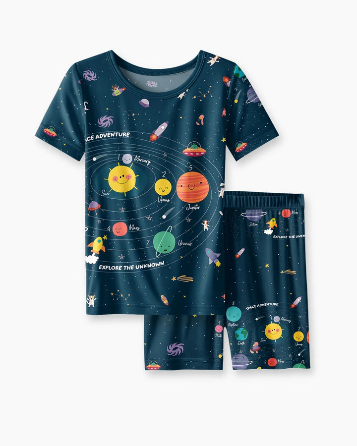 Schlafanzug-Set zweiteilig, kurze Ärmel, kurze Hose, Bambus