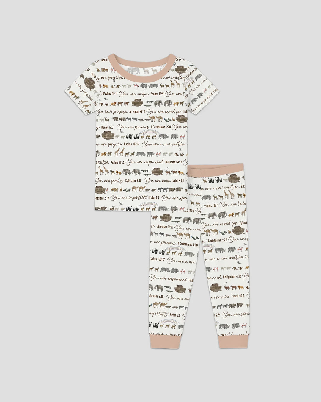 Biblical Noah's Ark Bamboo Two Piece Short Sleeve Pajama Set