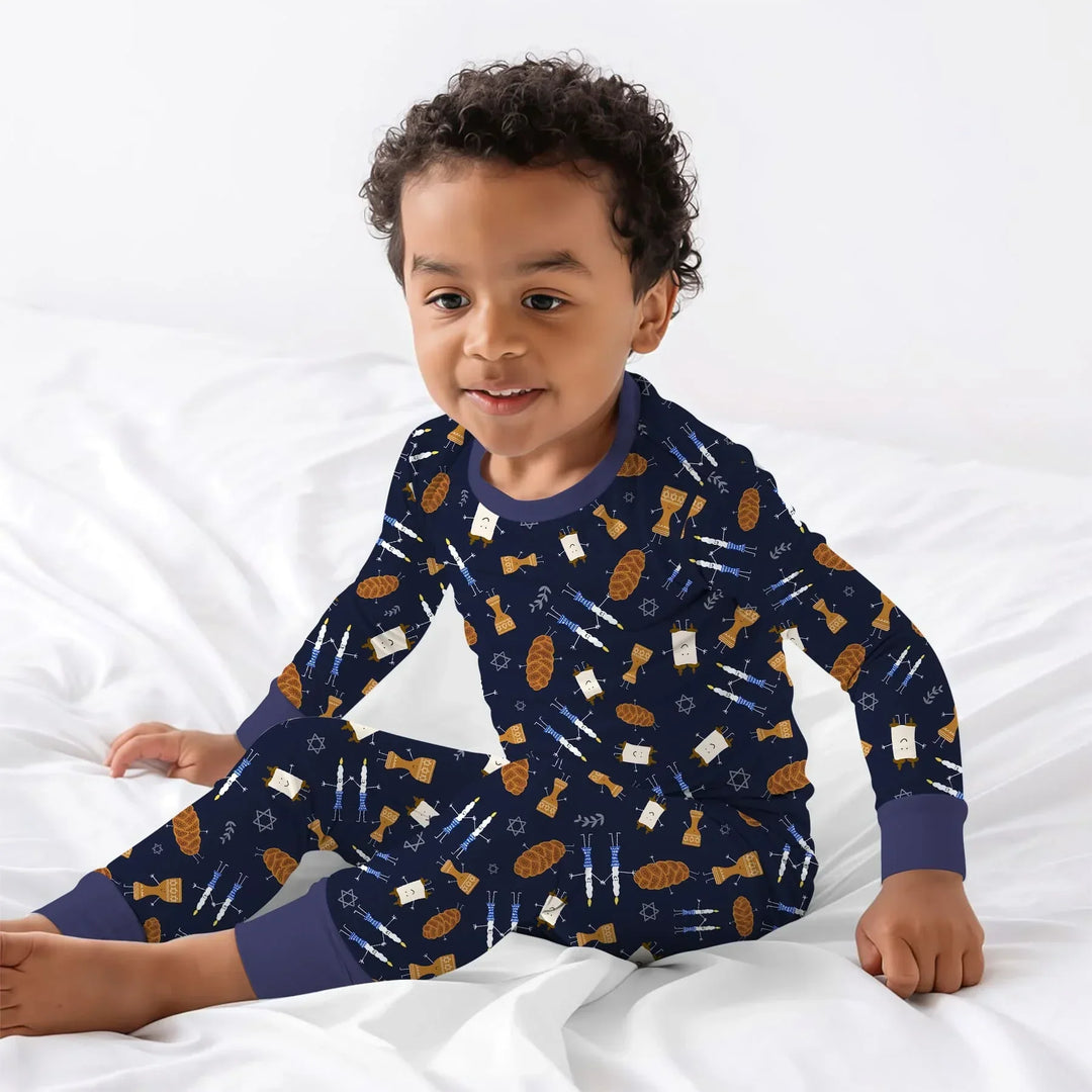 Zweiteiliges Langarm-Pyjama-Set mit Sommerfrüchten