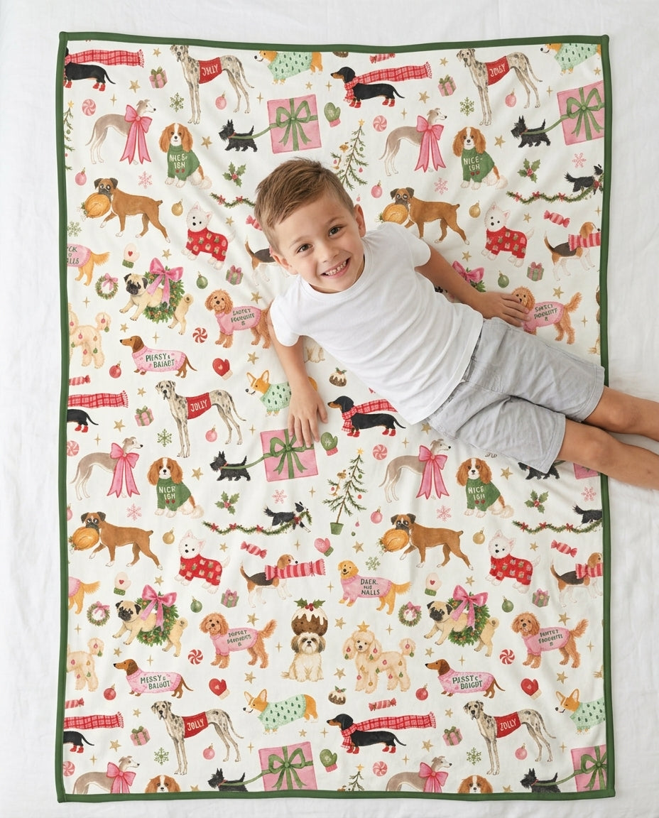 Festive Dog Merry Woofmas Bamboo Blanket