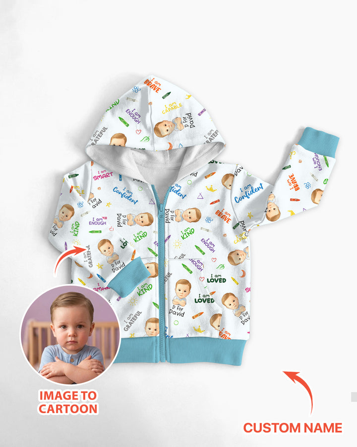 Kids Affirmations Custom  Bamboo Zip Hoodie