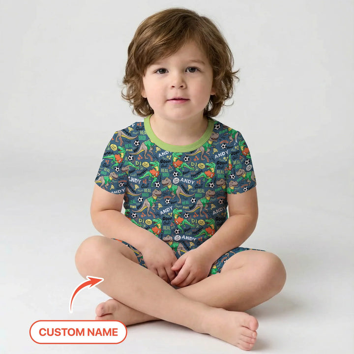 Zweiteiliges Pyjama-Set mit kurzen Ärmeln und Shorts im Sommer-Design