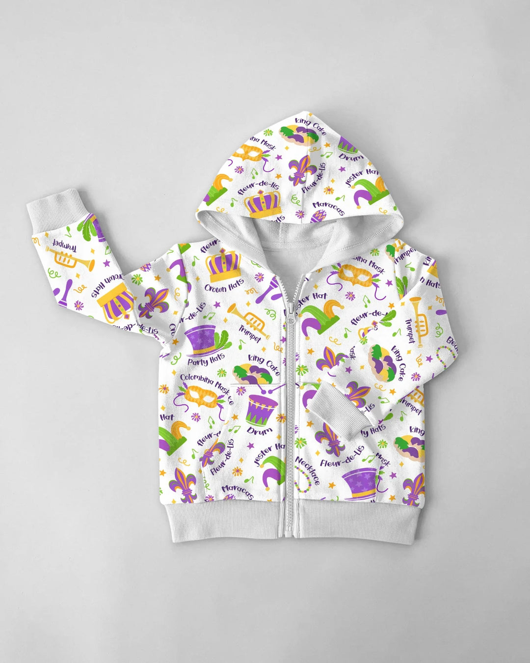 Mardi Gras Familien-Hoodie mit Bambus-Reißverschluss