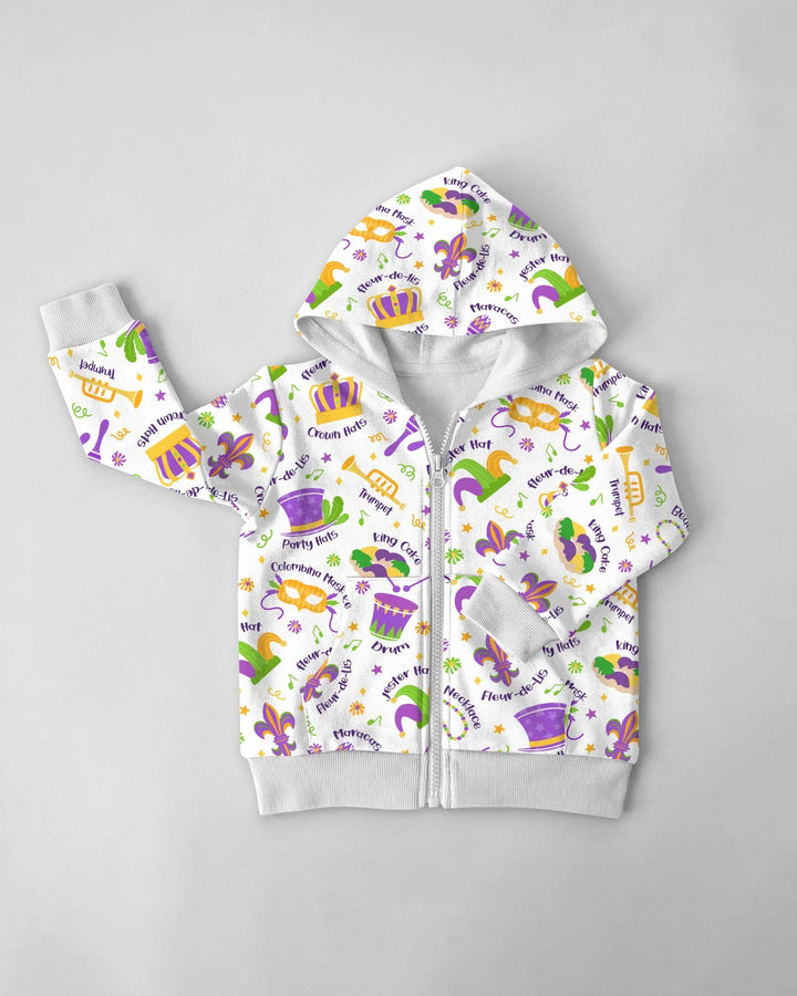 Mardi Gras Familien-Hoodie mit Bambus-Reißverschluss