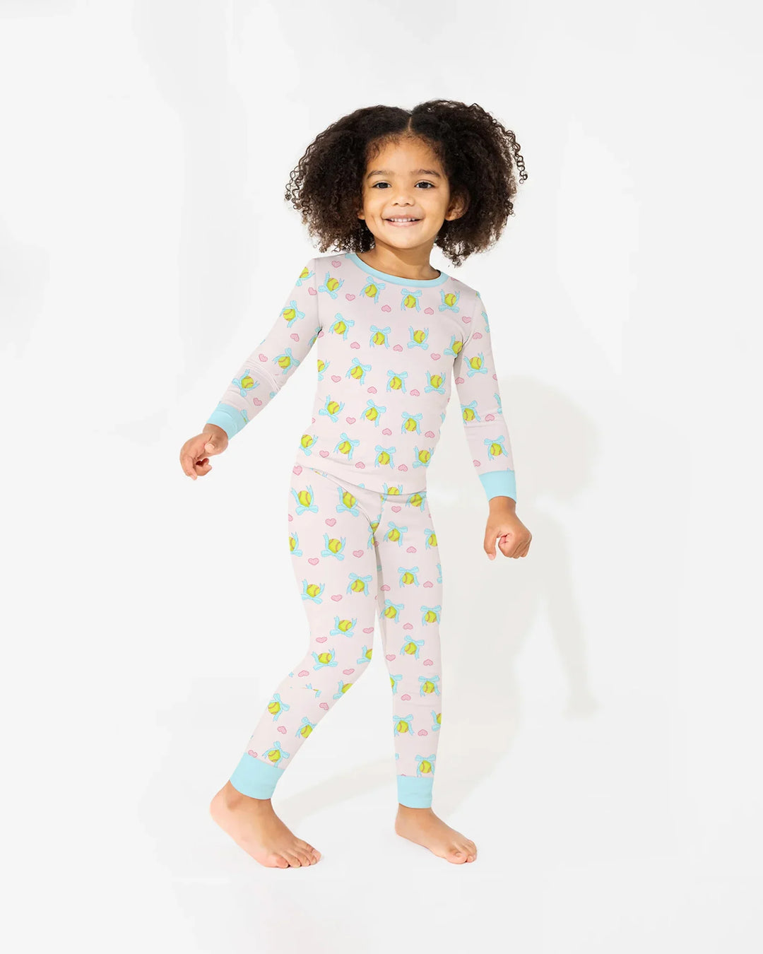 Softbal Coquette Bow Two Piece Long Sleeve Pajama Set