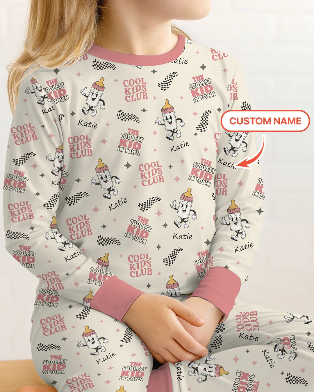 Custom Name Cool Club Daddy & Me Matching Bamboo Two Piece Long Sleeve Pajama Set