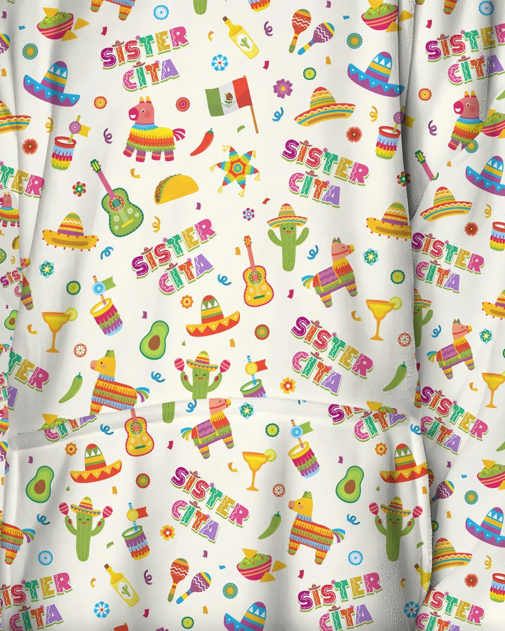 Cinco de Mayo Familie passende tragbare Bambus-Decken-Hoodie