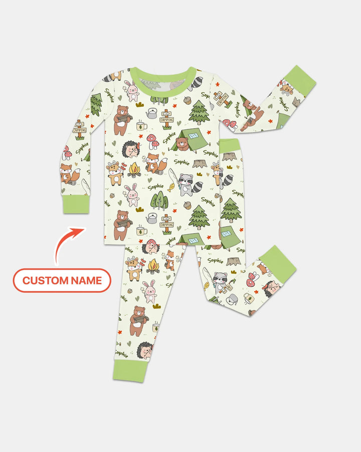Zweiteiliges Langarm-Pyjama-Set mit Sommerfrüchten