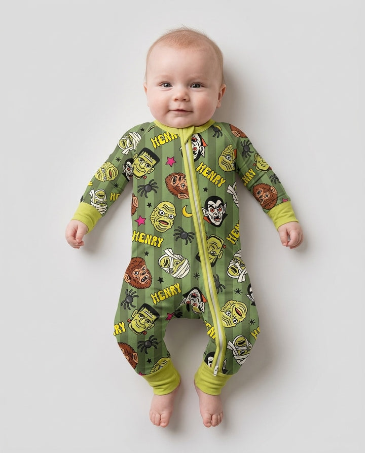 Custom Name Spooky Monsters Bamboo Convertible Zippy