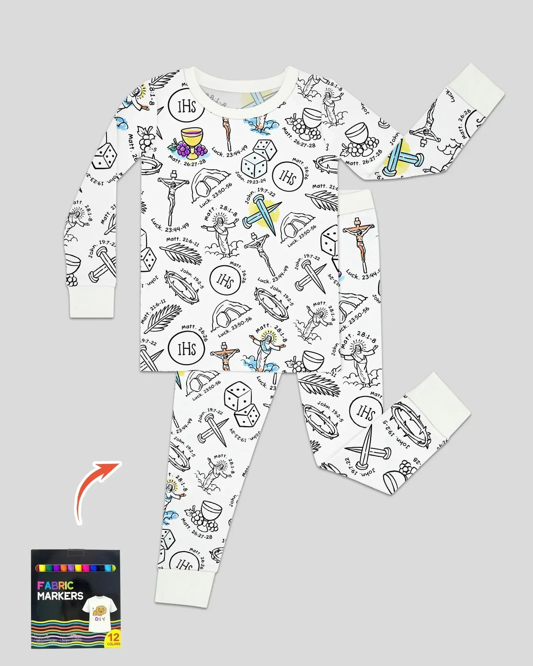 Zweiteiliges Langarm-Pyjama-Set mit Sommerfrüchten
