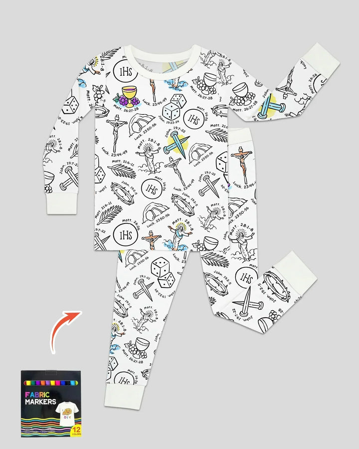 Zweiteiliges Langarm-Pyjama-Set mit Sommerfrüchten