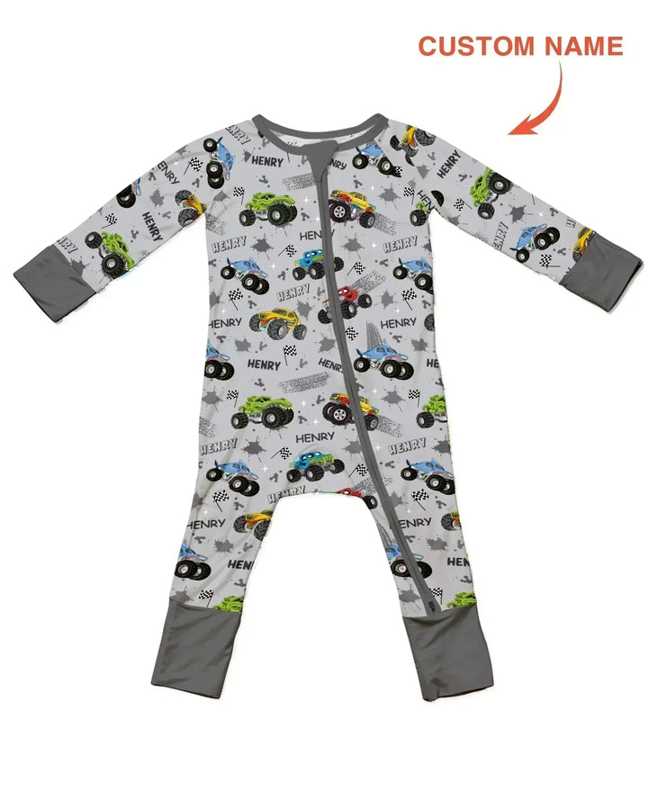 Monster Truck Dirt Jam Custom Name Daddy & Me Matching Bamboo Convertible Zippy