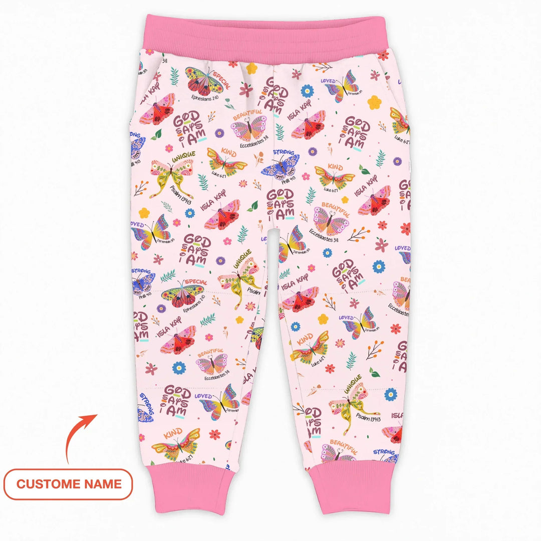 Gott sagt, ich bin Schmetterling Benutzerdefinierter Name Bambus Jogger