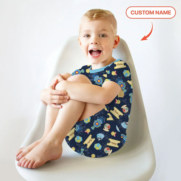 Zweiteiliges Pyjama-Set mit kurzen Ärmeln und Shorts im Sommer-Design
