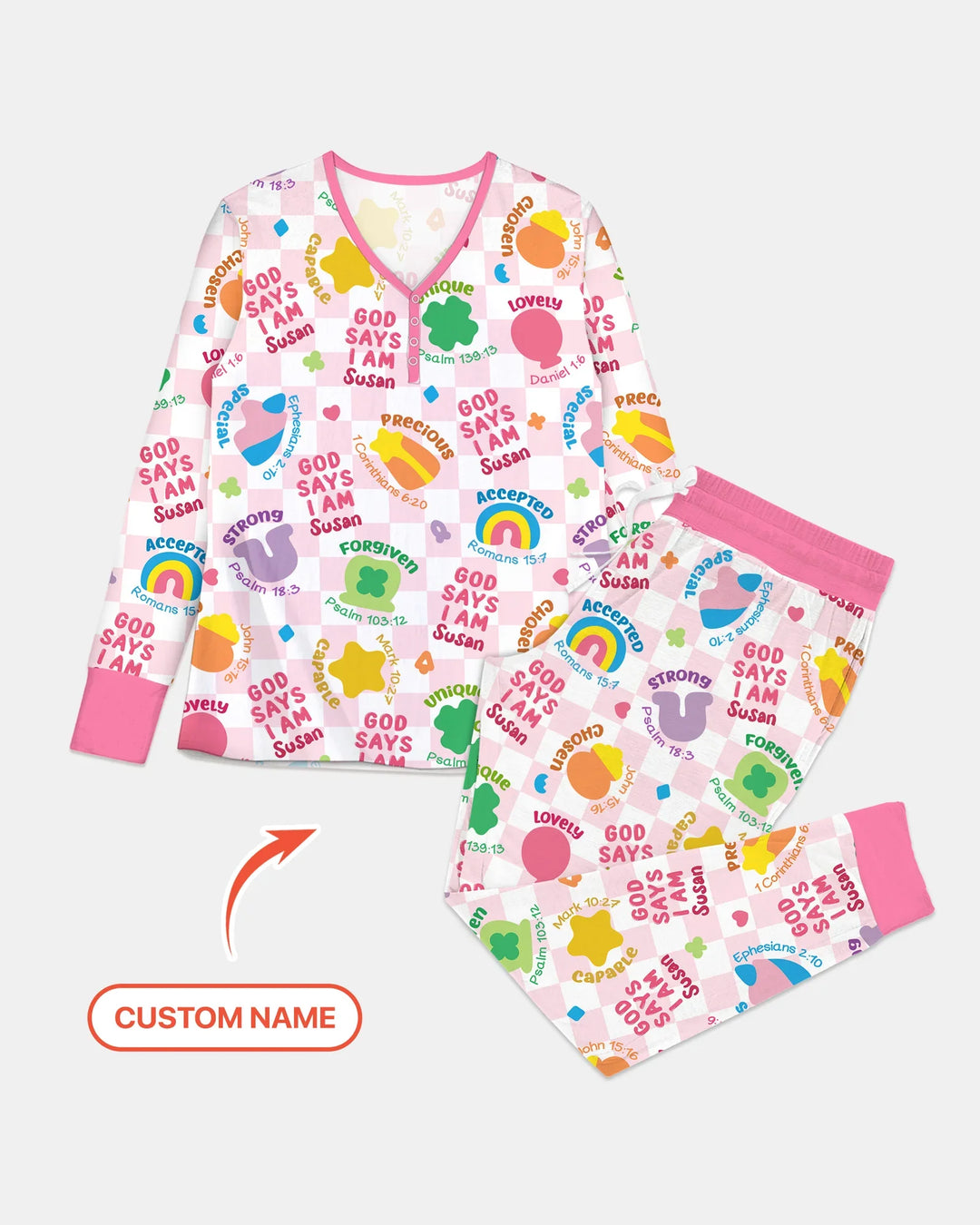 God Says I Am St. Patrick's Day Personalisierter Familien-Pyjama aus Bambus für Damen