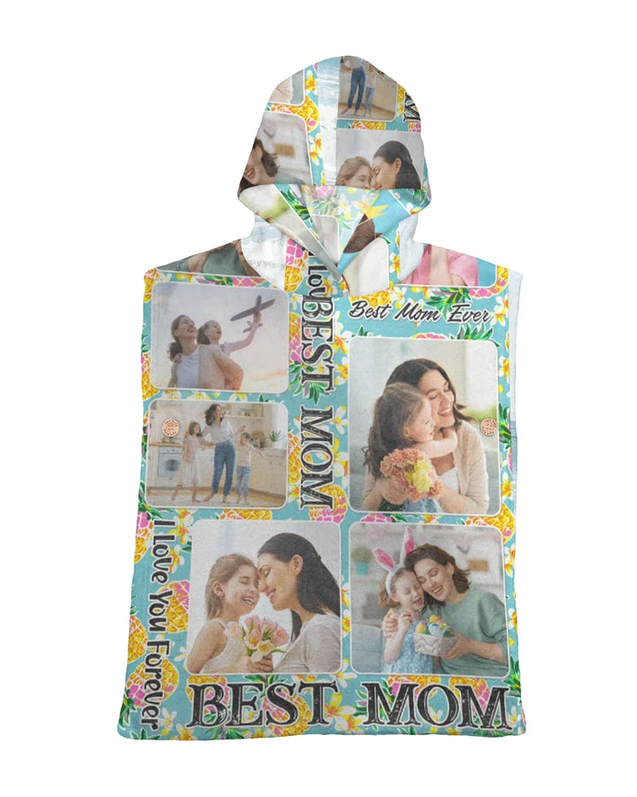 Geblümtes individuelles Foto Beste Mama Bambus-Bade-Poncho