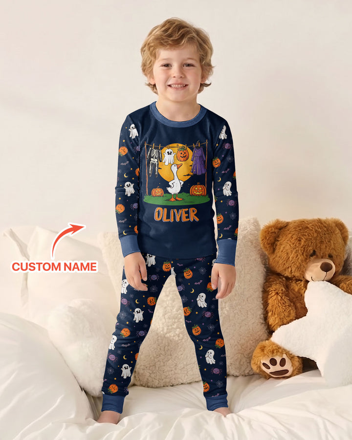 Custom Name Goose Halloween Costume Bamboo Two Piece Long Sleeve Pajama Set