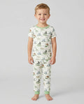 Dinos On The Green Daddy & Me Matching Bamboo Two Piece Short Sleeve Pajama Set