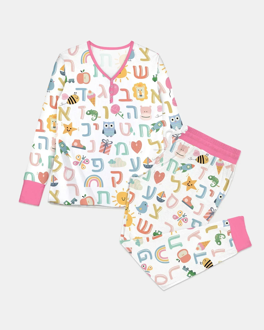 Hebräisches Alphabet Bambus Pyjama-Set für Damen