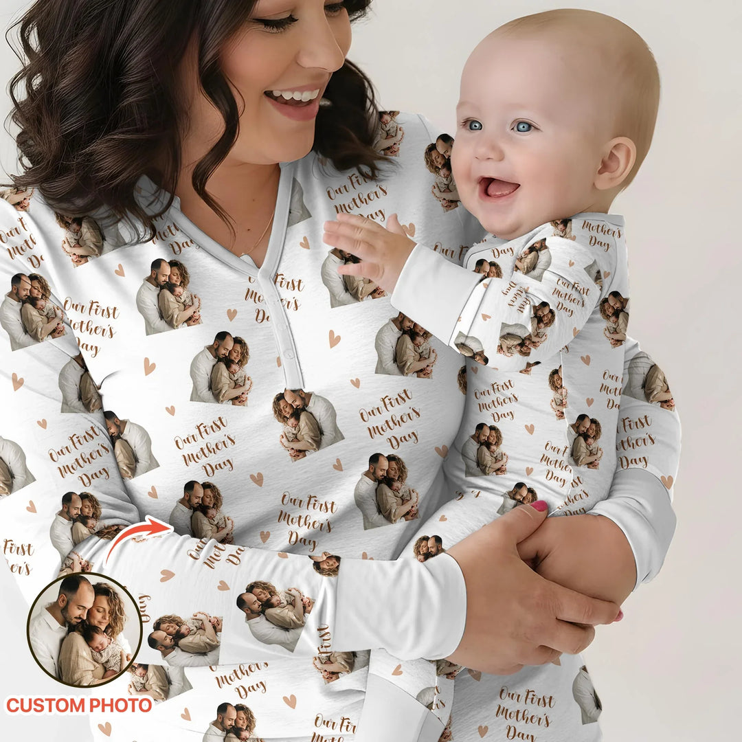 Gerippte Babykleidung mit individuellem Foto - Weich &amp; Skizzenhaft