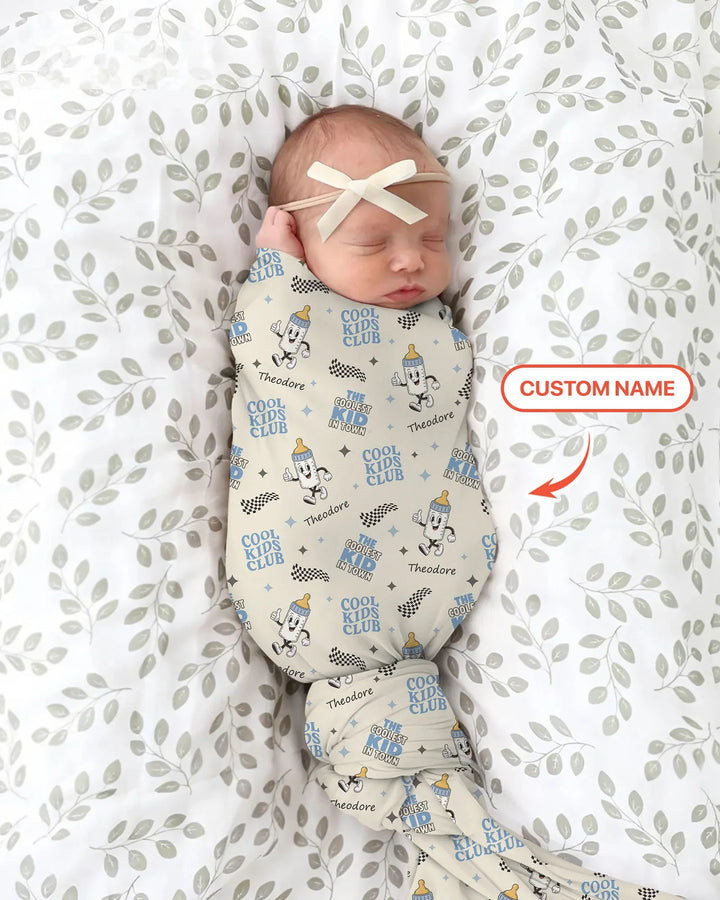 Custom Name Cool Club Daddy & Me Matching swaddle blanket
