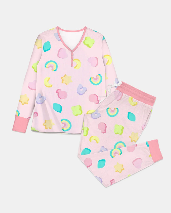 Pastell Lucky Charms Bambus Pyjama Set für Damen mit Streumuster