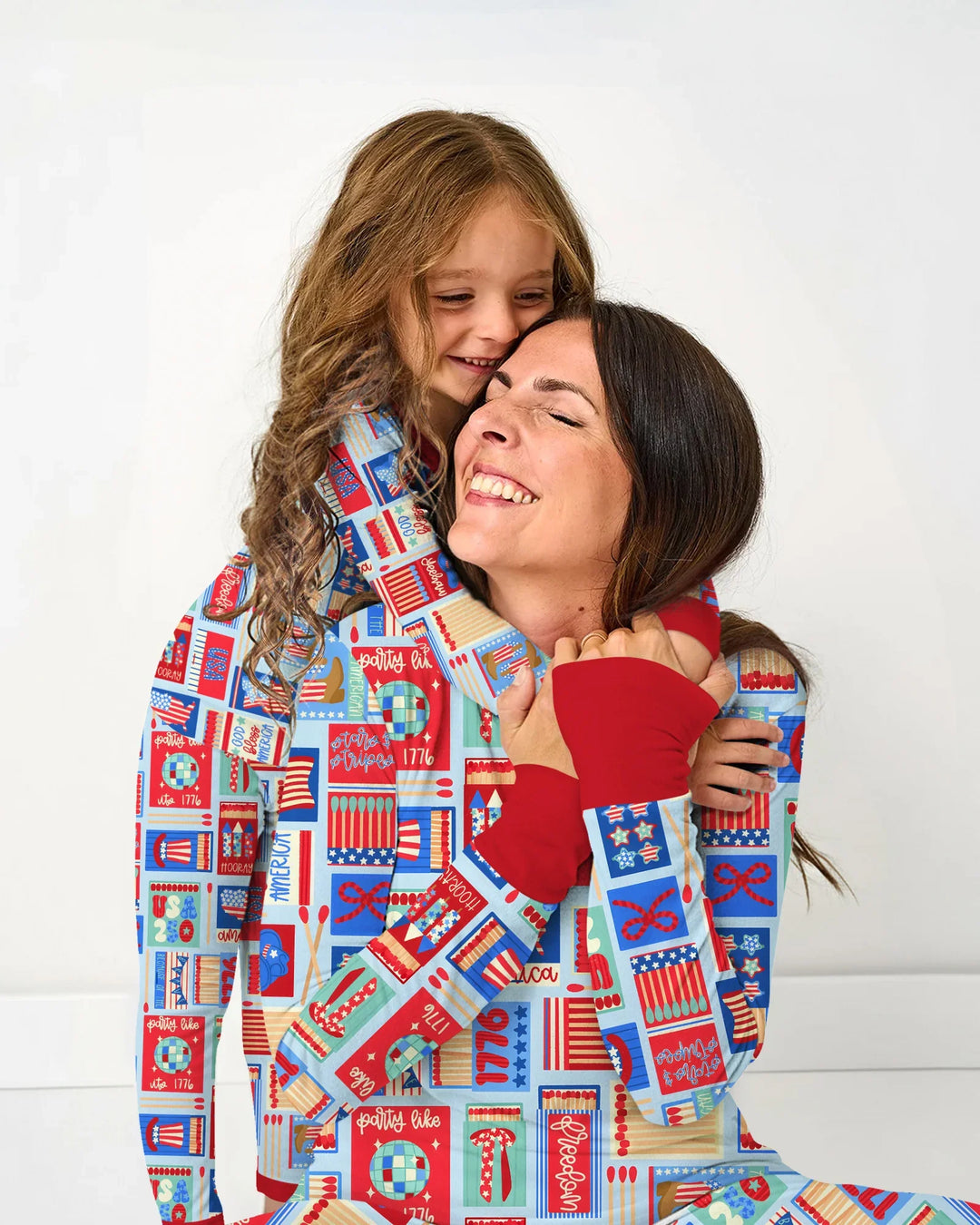 Patriotisches Streichholzschachtel-Pyjama-Set aus Bambus für Damen im Partnerlook